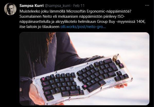 Sampsa Kurri doing a tweet about the project