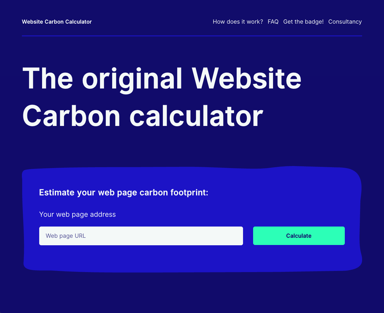 Screenshot of the Website Carbon Calculator