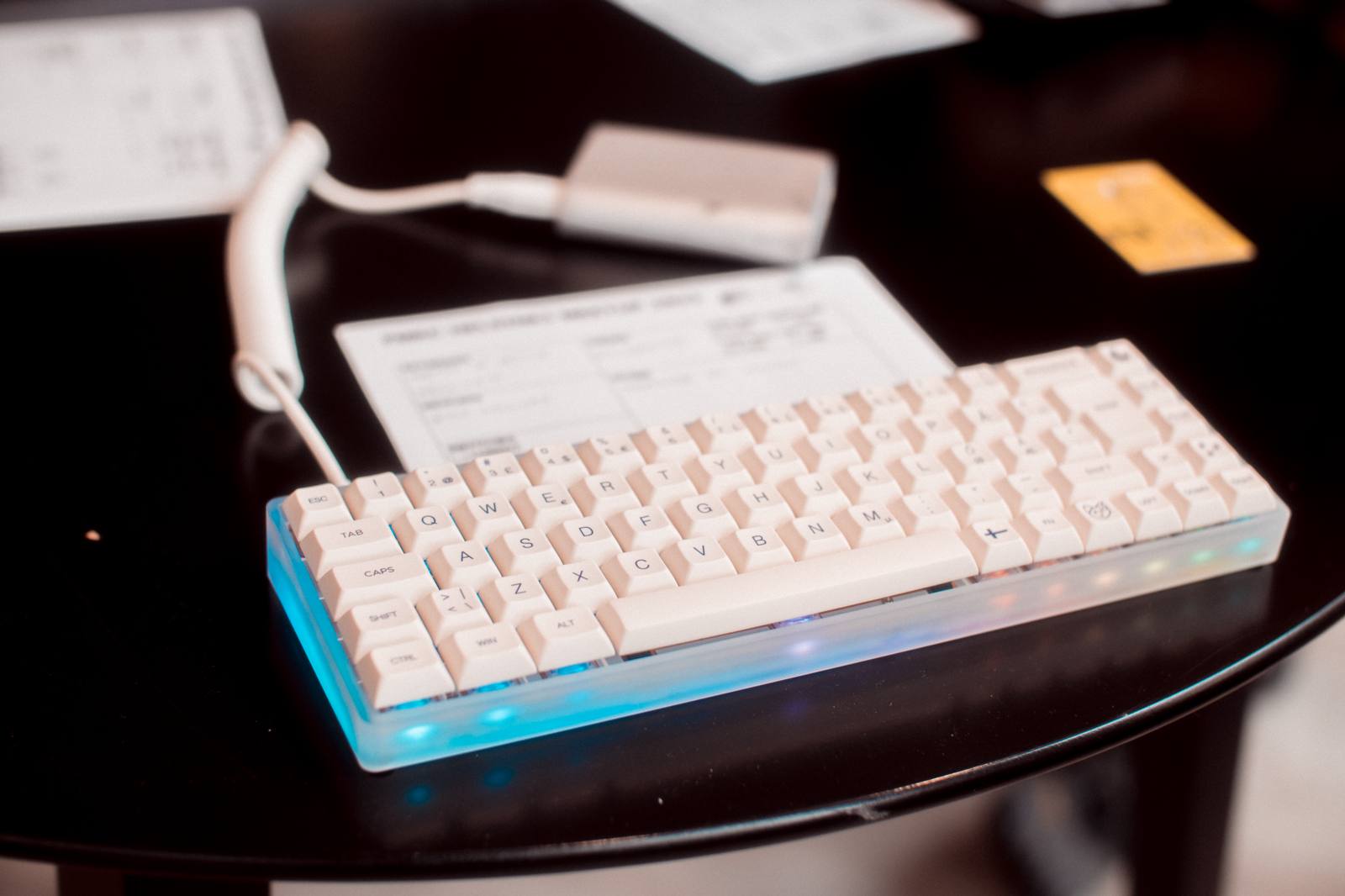 Vortex keyboard presented at a FMKC meetup