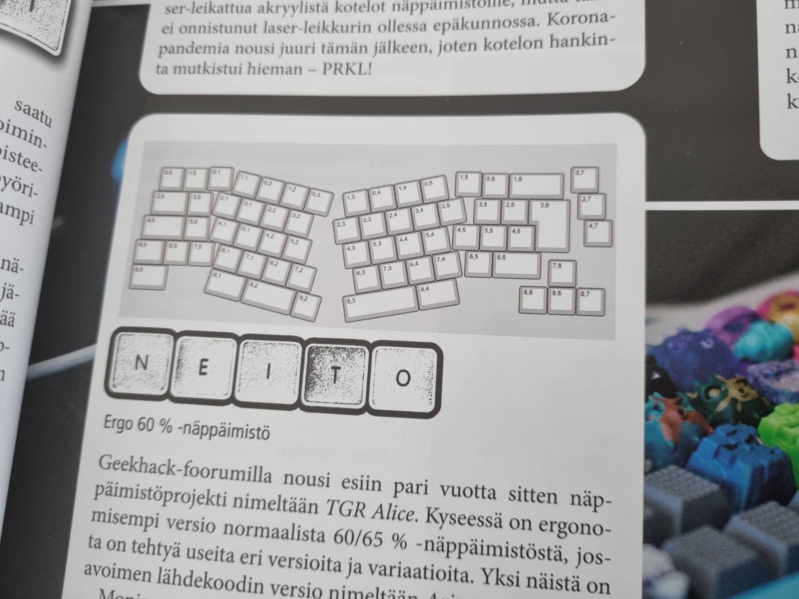 Skrolli magazine with a section about the Neito keyboard
