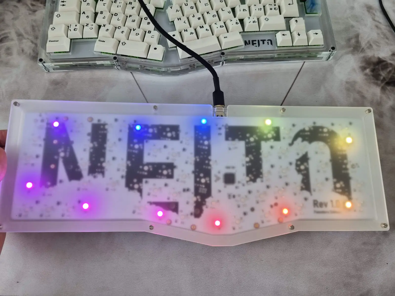 The backside of a Neito keyboard