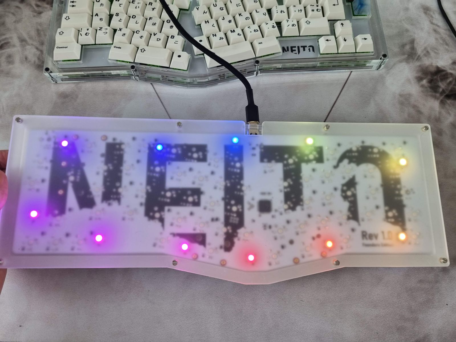The backside of a Neito keyboard