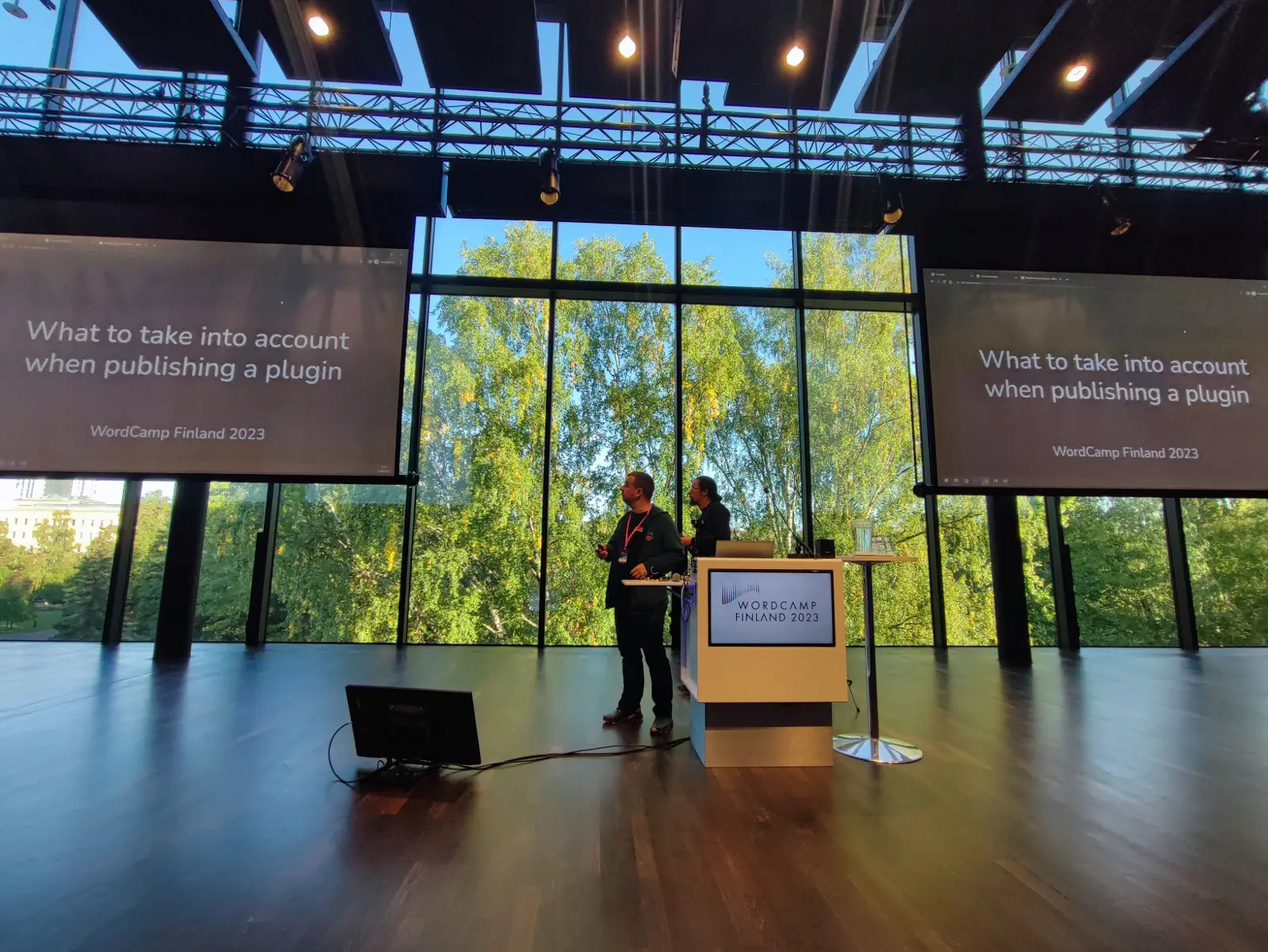 WordCamp Finland 2023 stage just moments before my talk