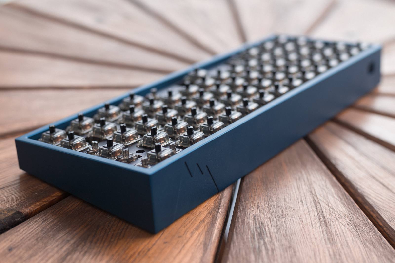 A mechanical keyboard without keycaps