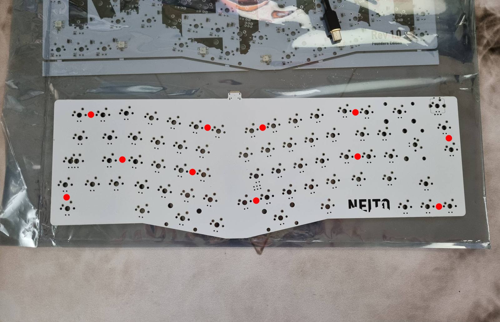 Suggested positions for felt pads