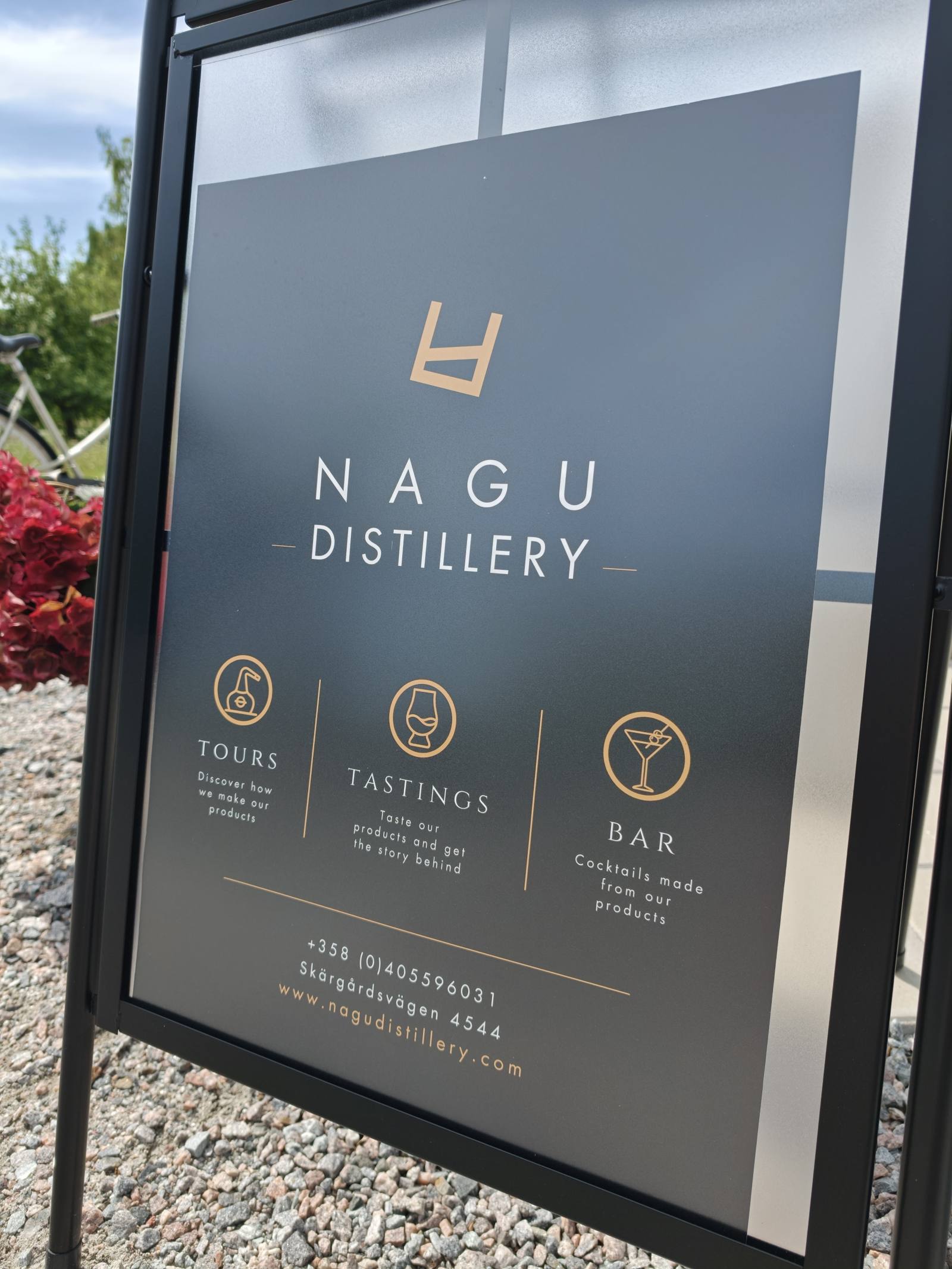 Nagu Distillery sign outside the new premises