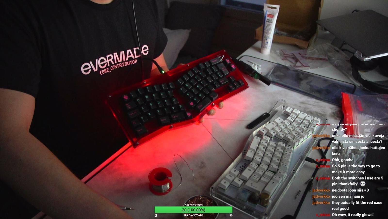 Screenshot of the Twitch stream where I assembled one of the ordered units