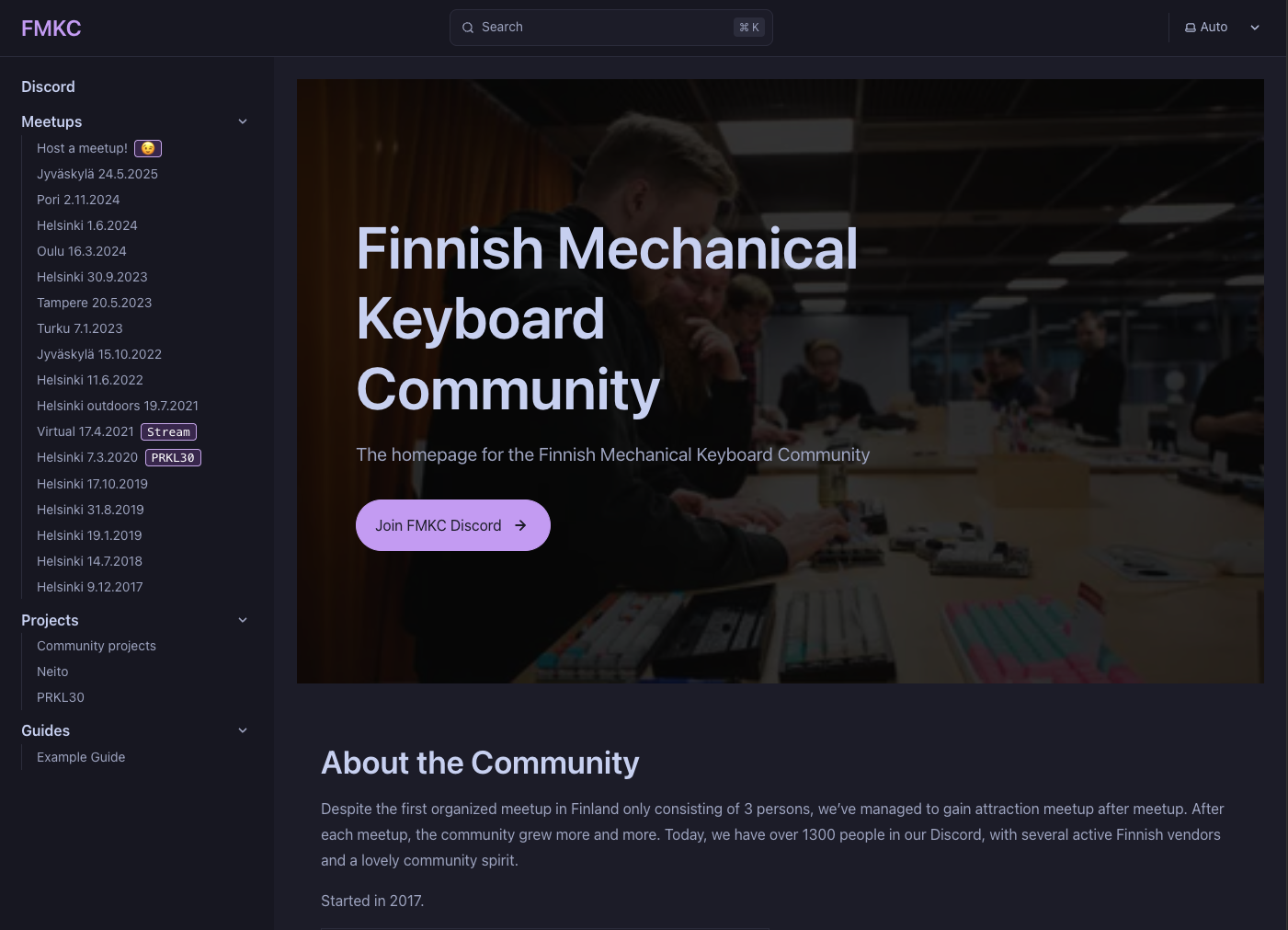 Screenshot of the fmkc.fi website