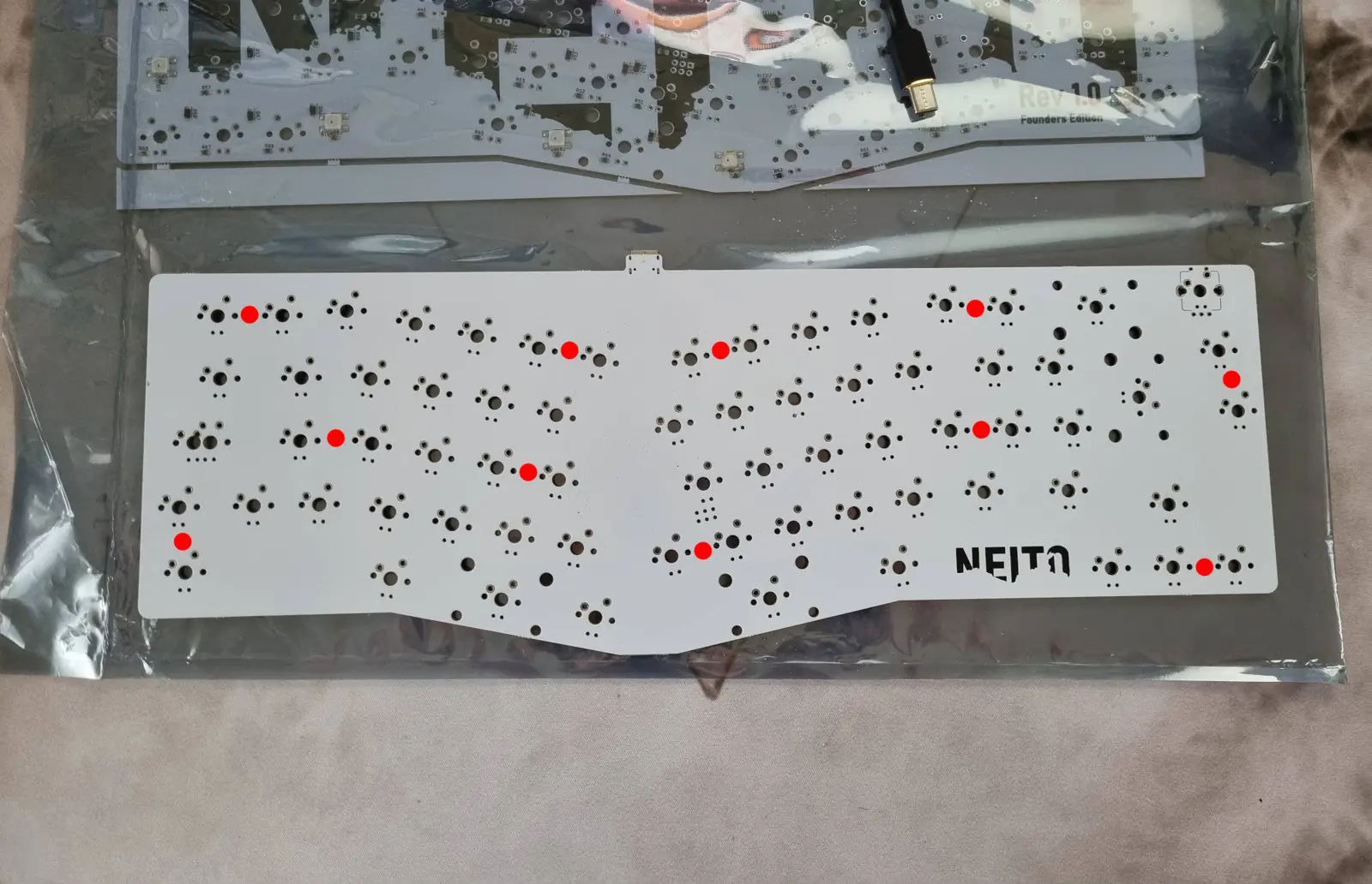 Suggested positions for felt pads