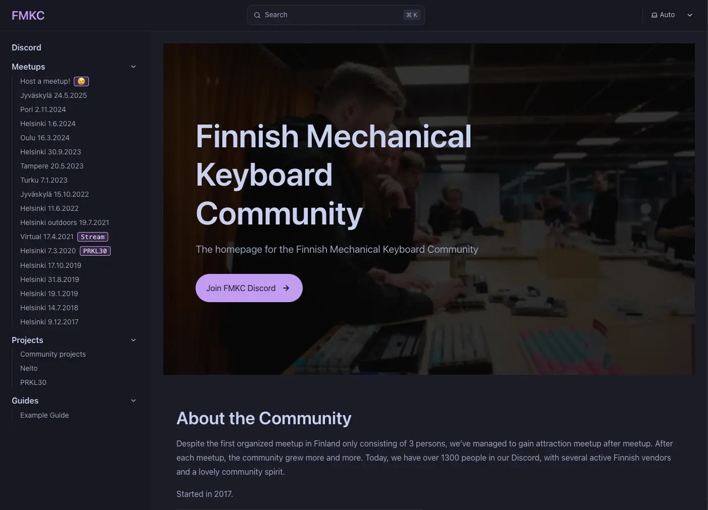 Screenshot of fmkc.fi website