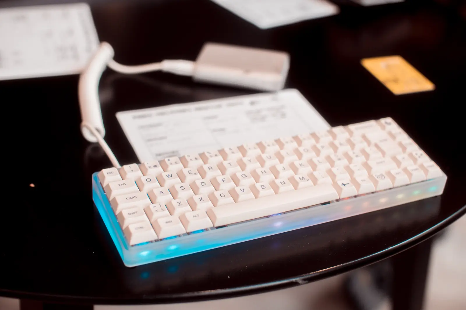 Vortex keyboard presented at a FMKC meetup