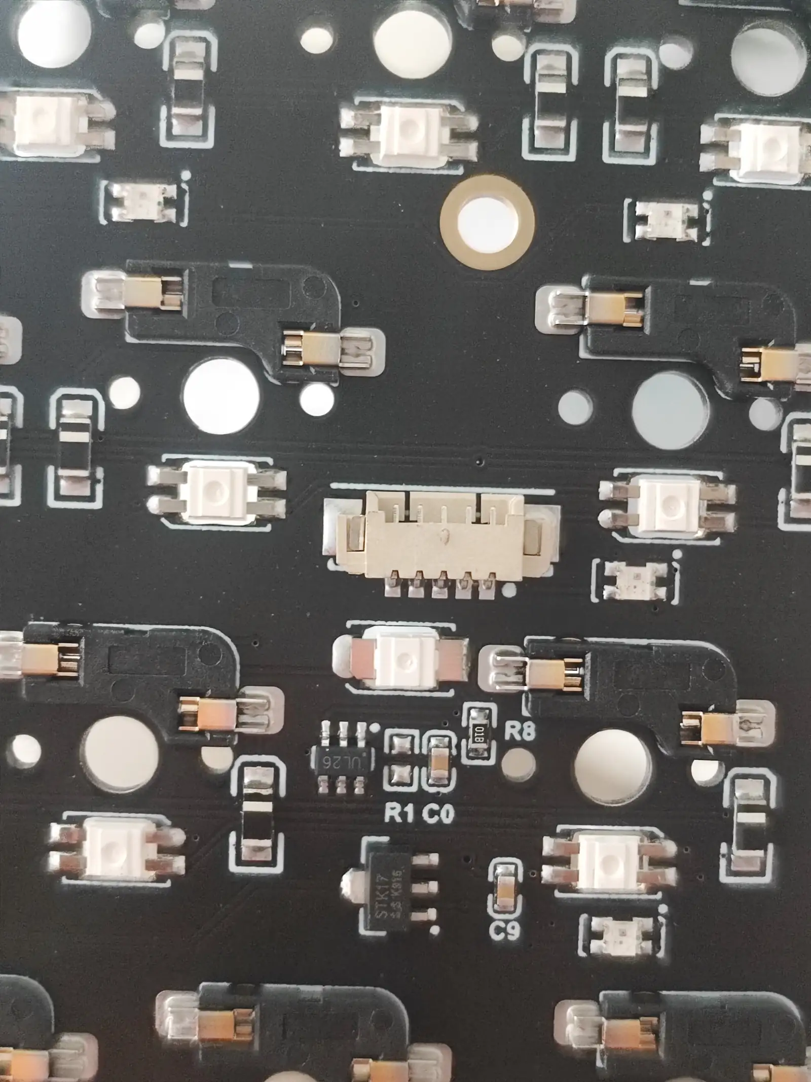 Closeup of the daugherboard connector on the PCB