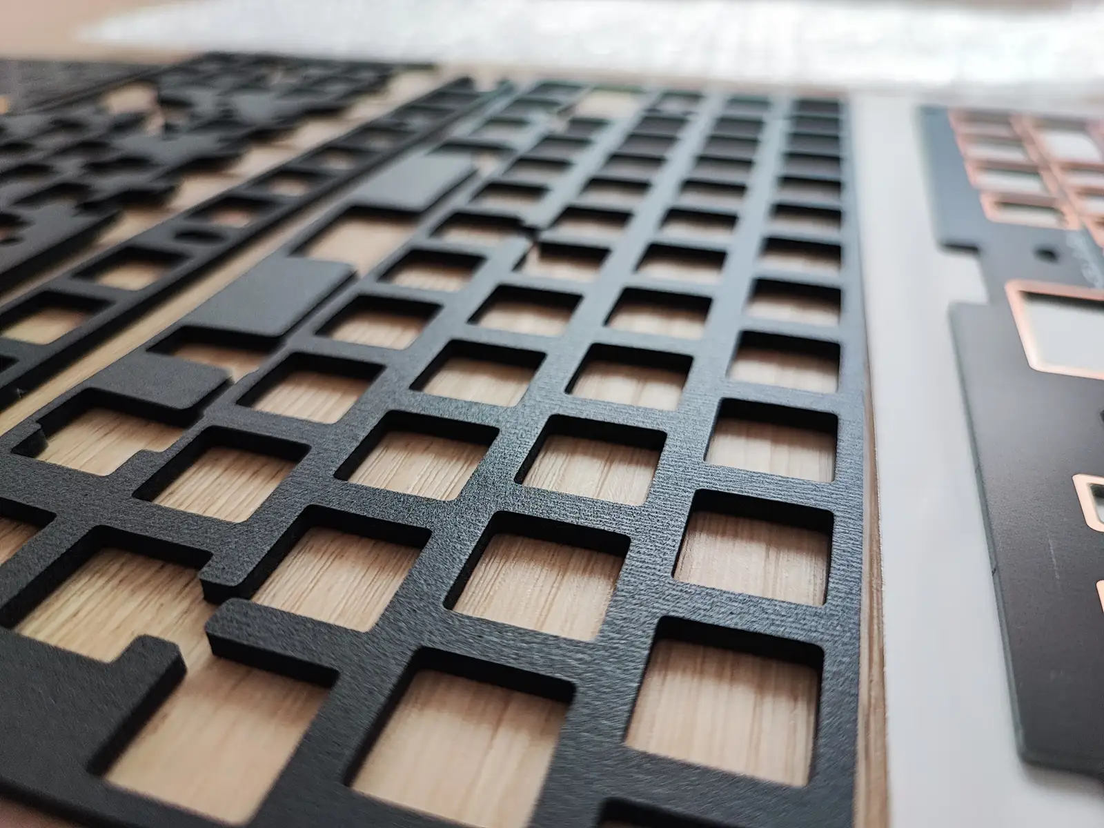 Closeup of the foam between PCB and plate