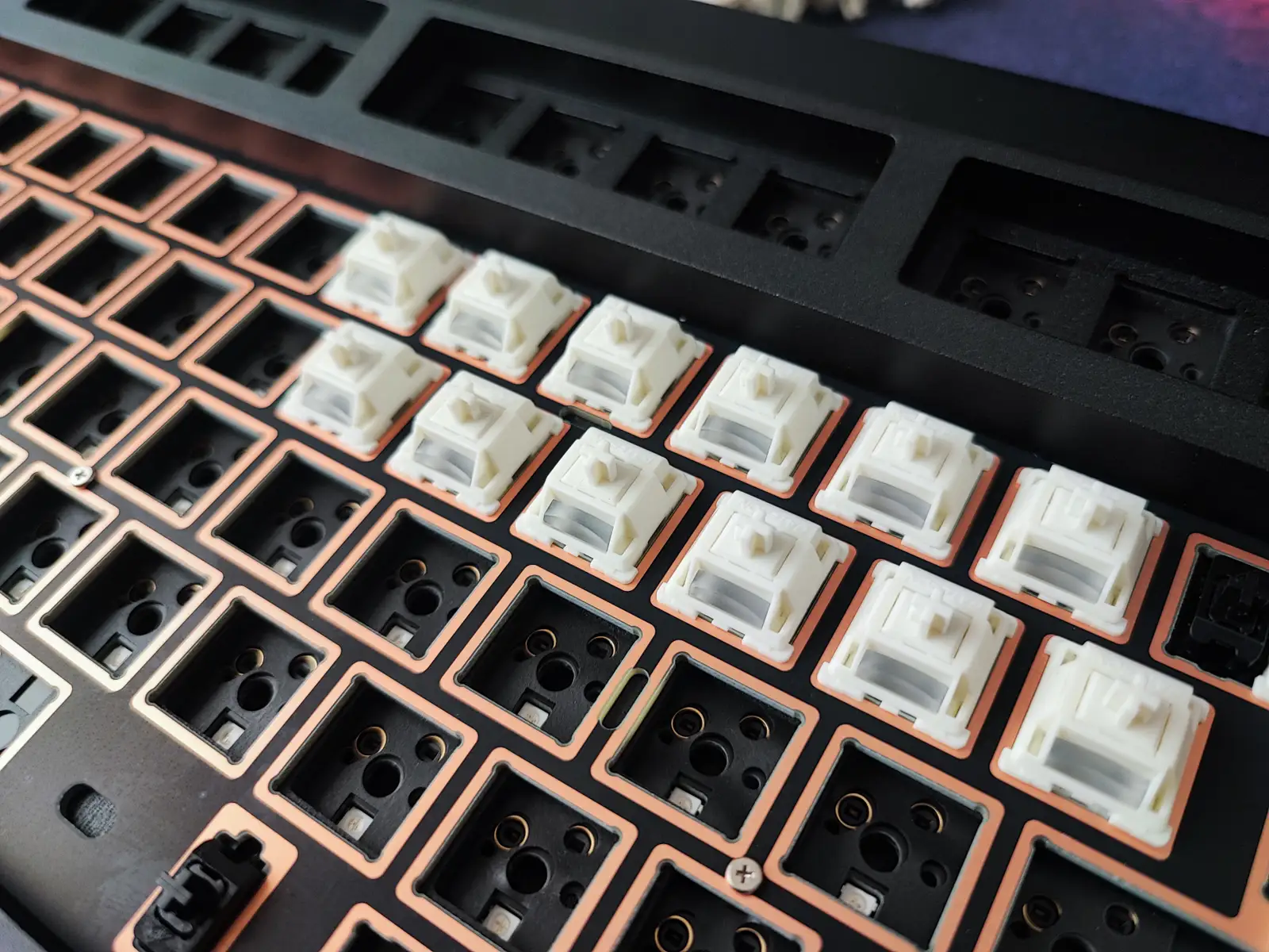 Partially assembled keyboard
