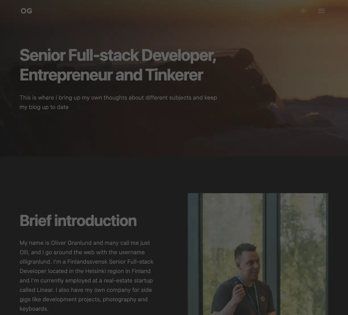 screenshot of the new olli.works site