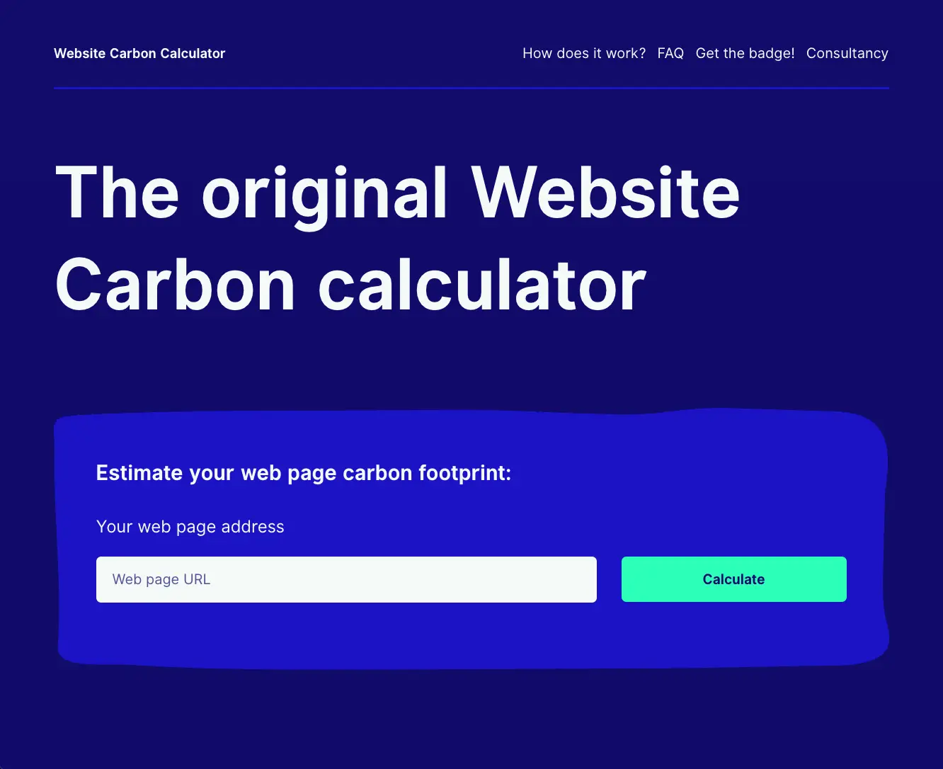 Screenshot of the Website Carbon Calculator